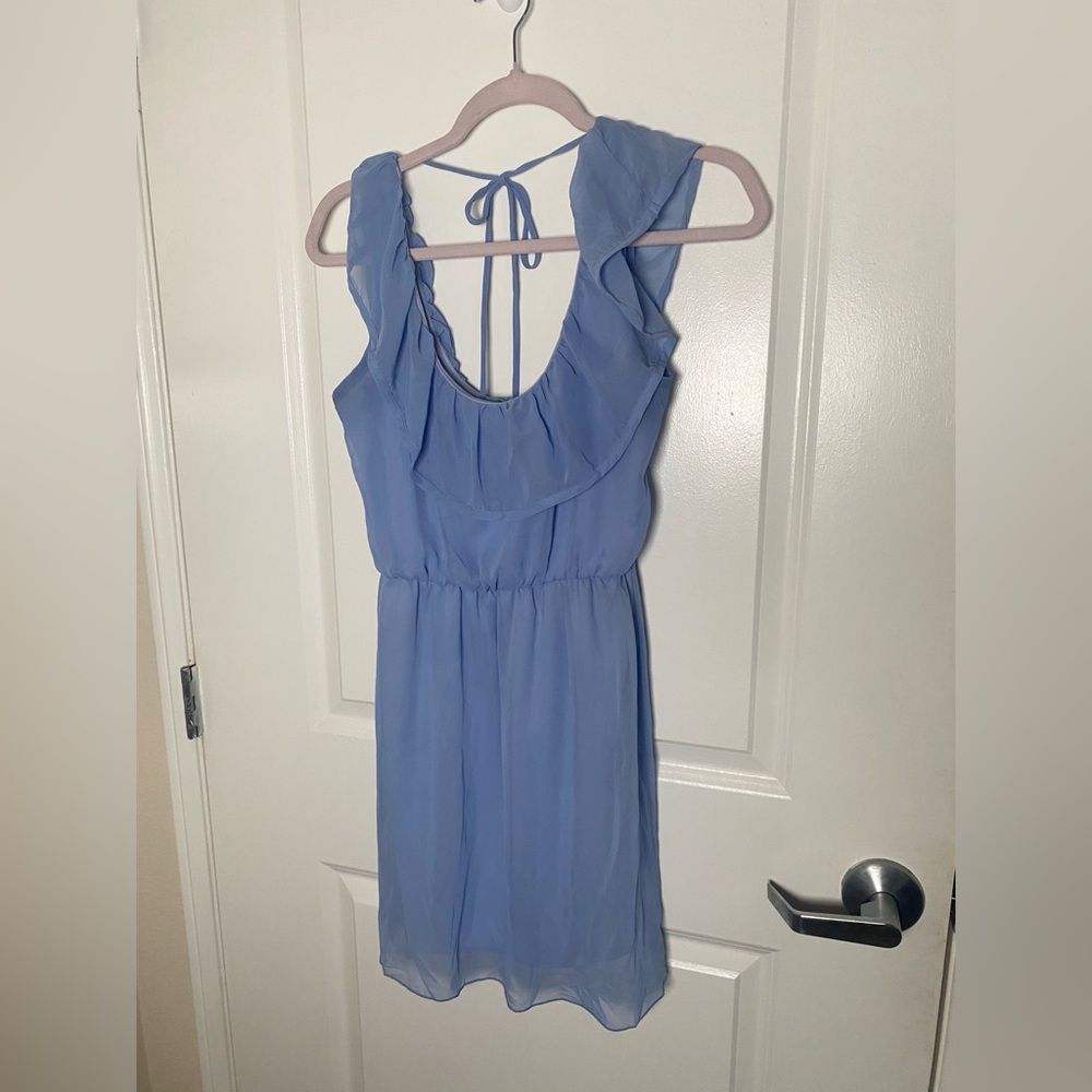 Francesca's Collections Periwinkle Ruffle Backless Dress